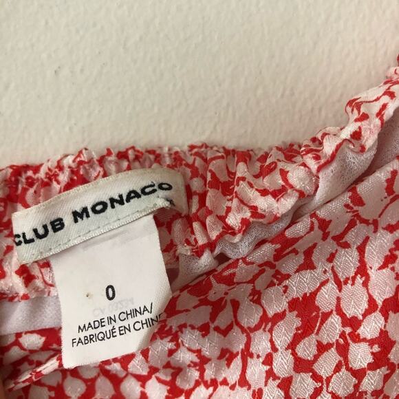 Club Monaco Red & White Print Puff Sleeve Blouse - Picture 5 of 6